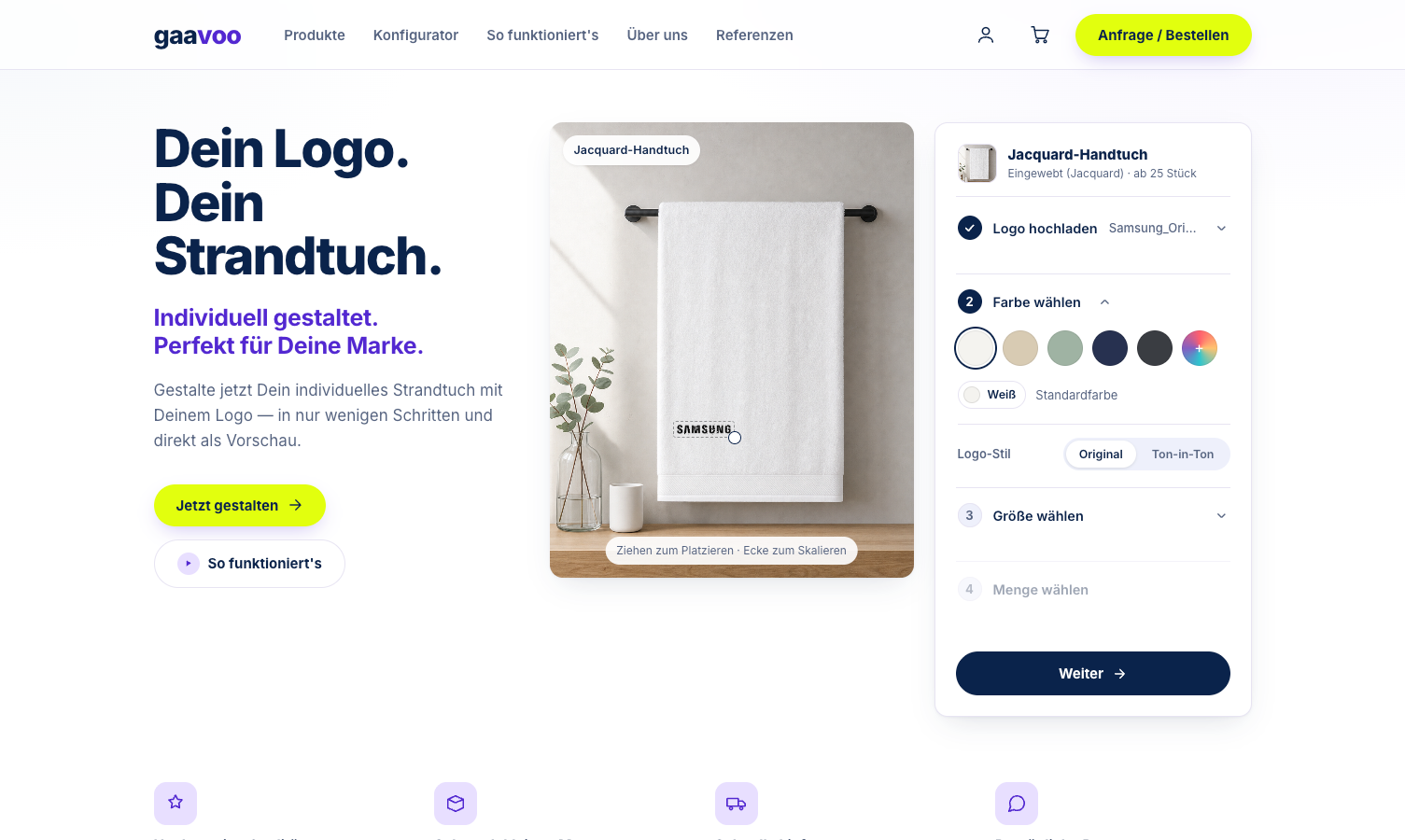 Logo wird auf dem Handtuch skaliert