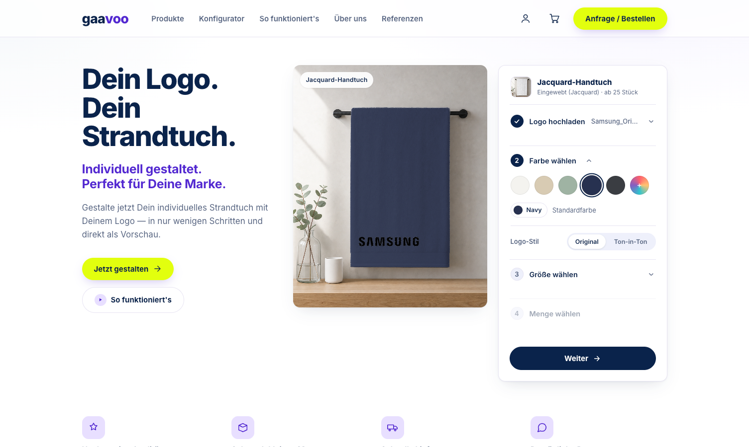 Logo-Stil Original auf Navy-Handtuch