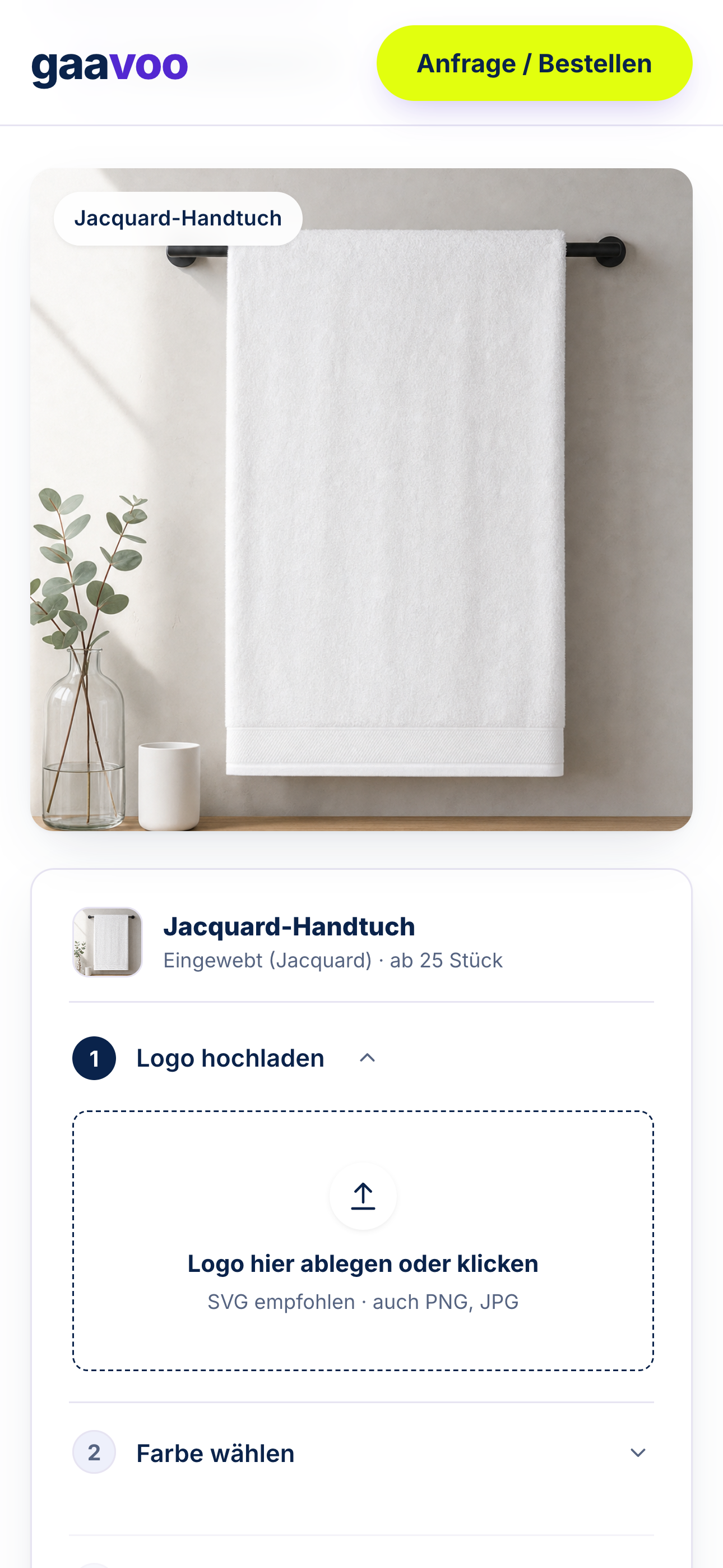 Einstieg mit Logo-Upload auf dem Smartphone